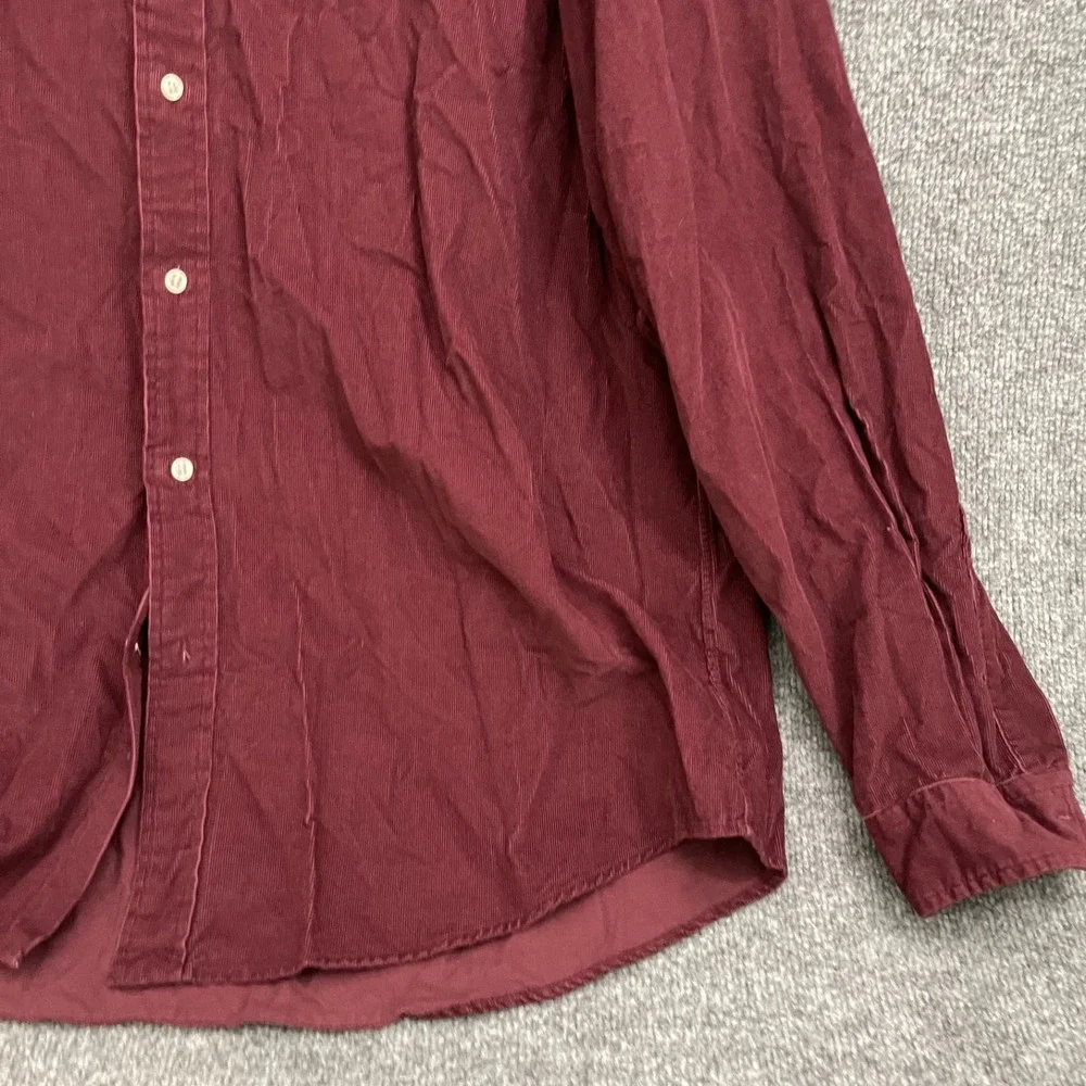Polo Ralph Lauren Corduroy Cord Shirt Mens Sz 2XL Burgundy Button Long Sleeve